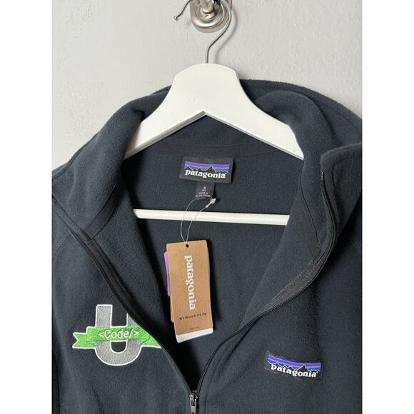 NWT Patagonia Women’s SMALL Micro D 1/4 Zip Fleece Pullover Black COMPANY LOGO - Picture 4 of 4